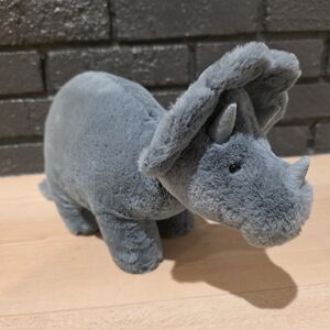 Rare Retired Jellycat Fossilly Triceratops Dinasour Green Plush Stuffed Animal